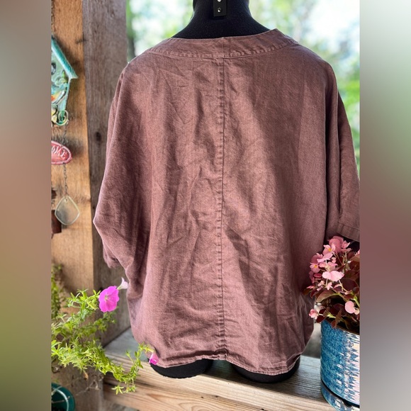 Express Oversized Mauve Wide Sleeve Buttons & Loops Tie Up Hem Cropped Top M - Picture 6 of 8